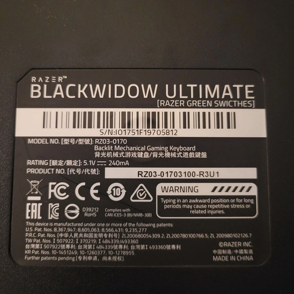 Razer BlackWidow Ultimate (RZ0301703100R3U1) Mechanical‎ Gaming Keyboard Tactile - Picture 2 of 5